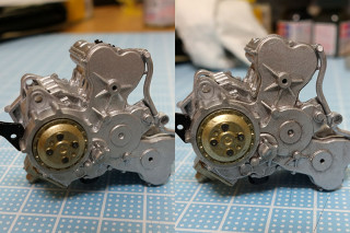 左：塗りたて  右：ウェザリング後